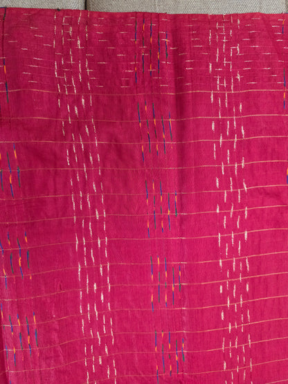 Mustard Yellow Checks Saree with Red Pallu