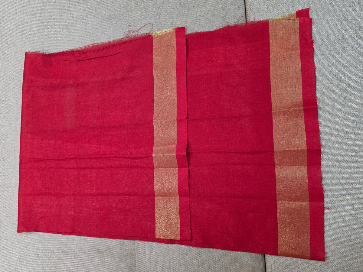 Orangish Yellow Handloom Cotton Embroidered Saree