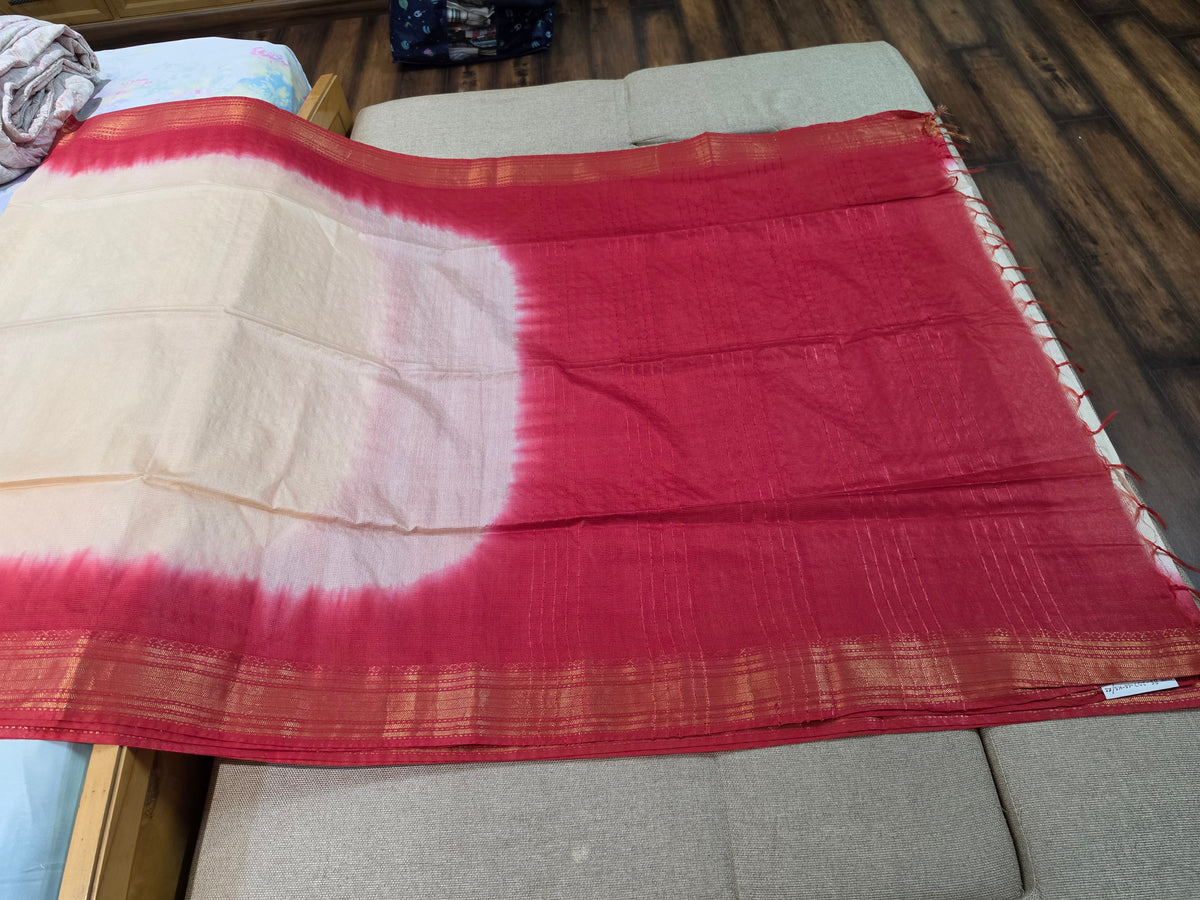 Off-White & Red Traditional Saree