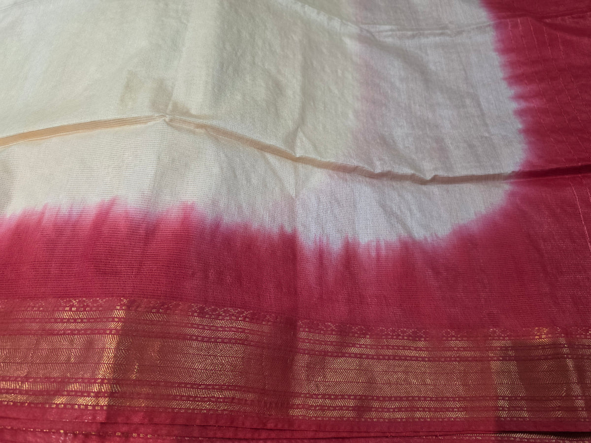 Off-White & Red Traditional Saree