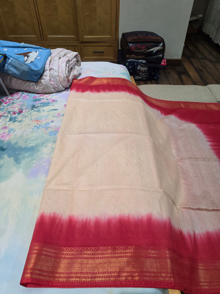 Off-White & Red Traditional Saree