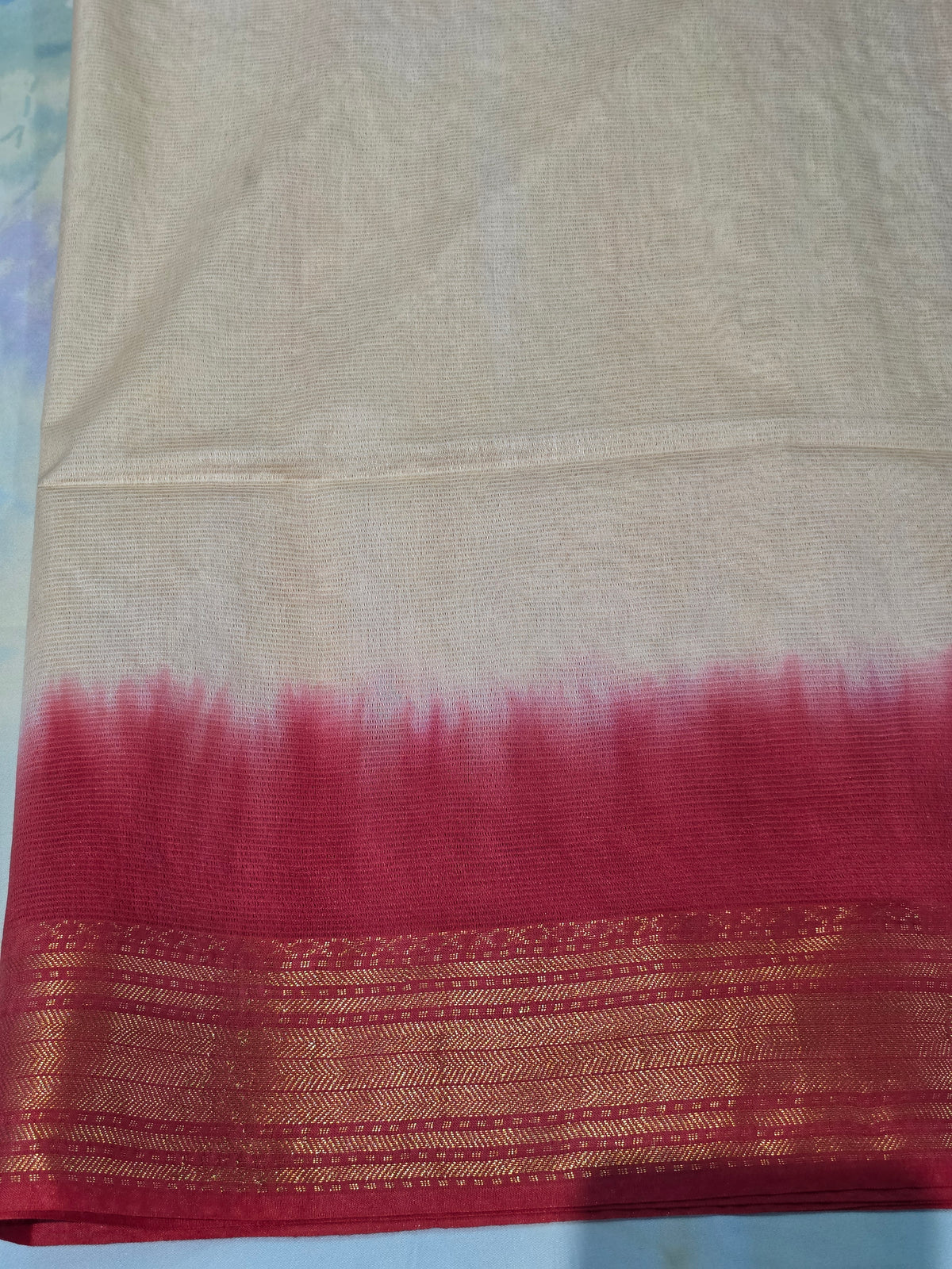 Off-White & Red Traditional Saree