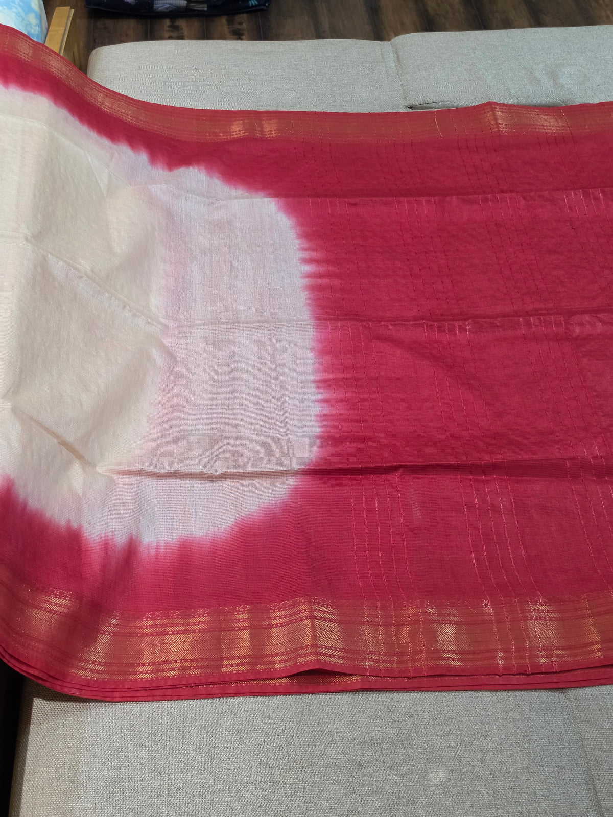 Off-White & Red Traditional Saree