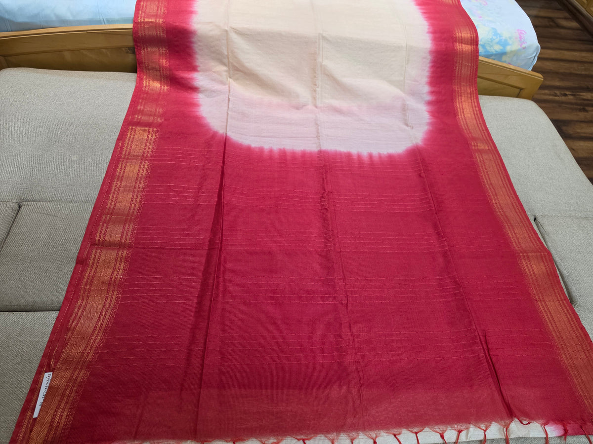 Off-White & Red Traditional Saree