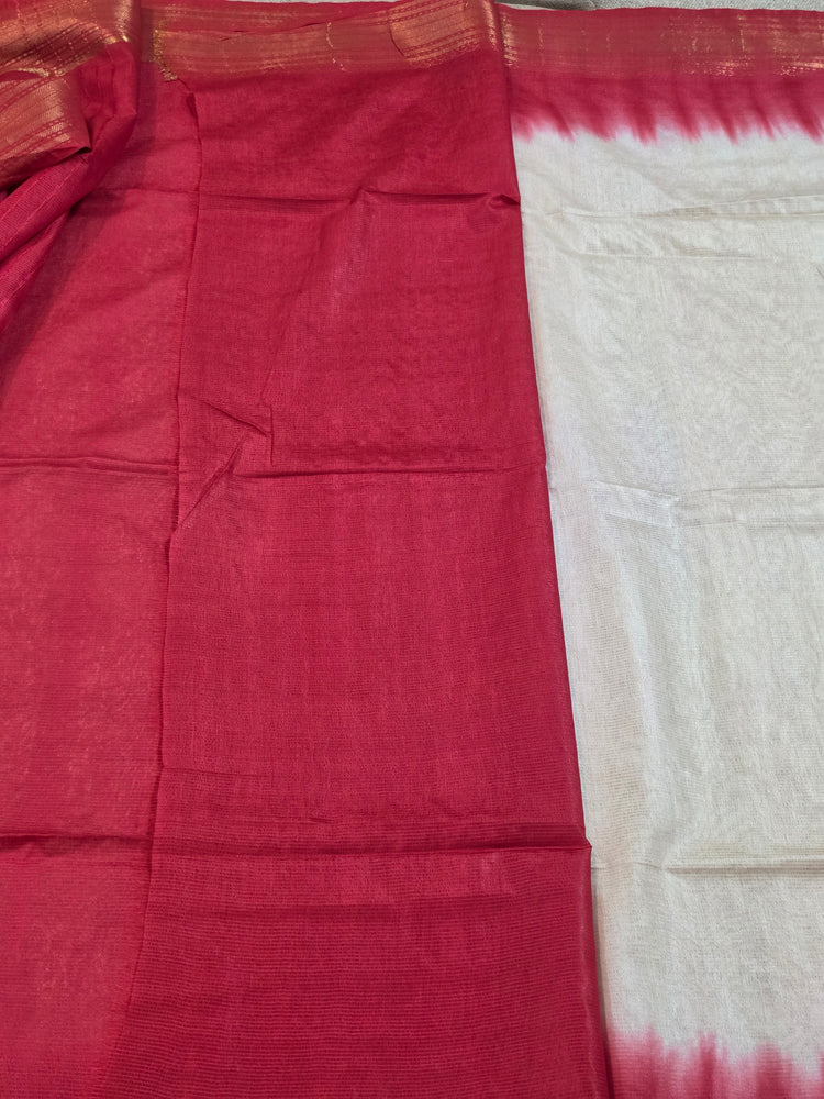Off-White & Red Traditional Saree