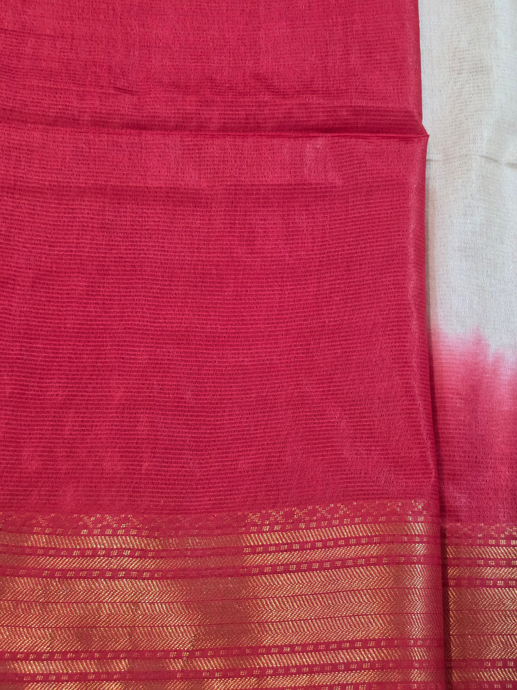 Off-White & Red Traditional Saree