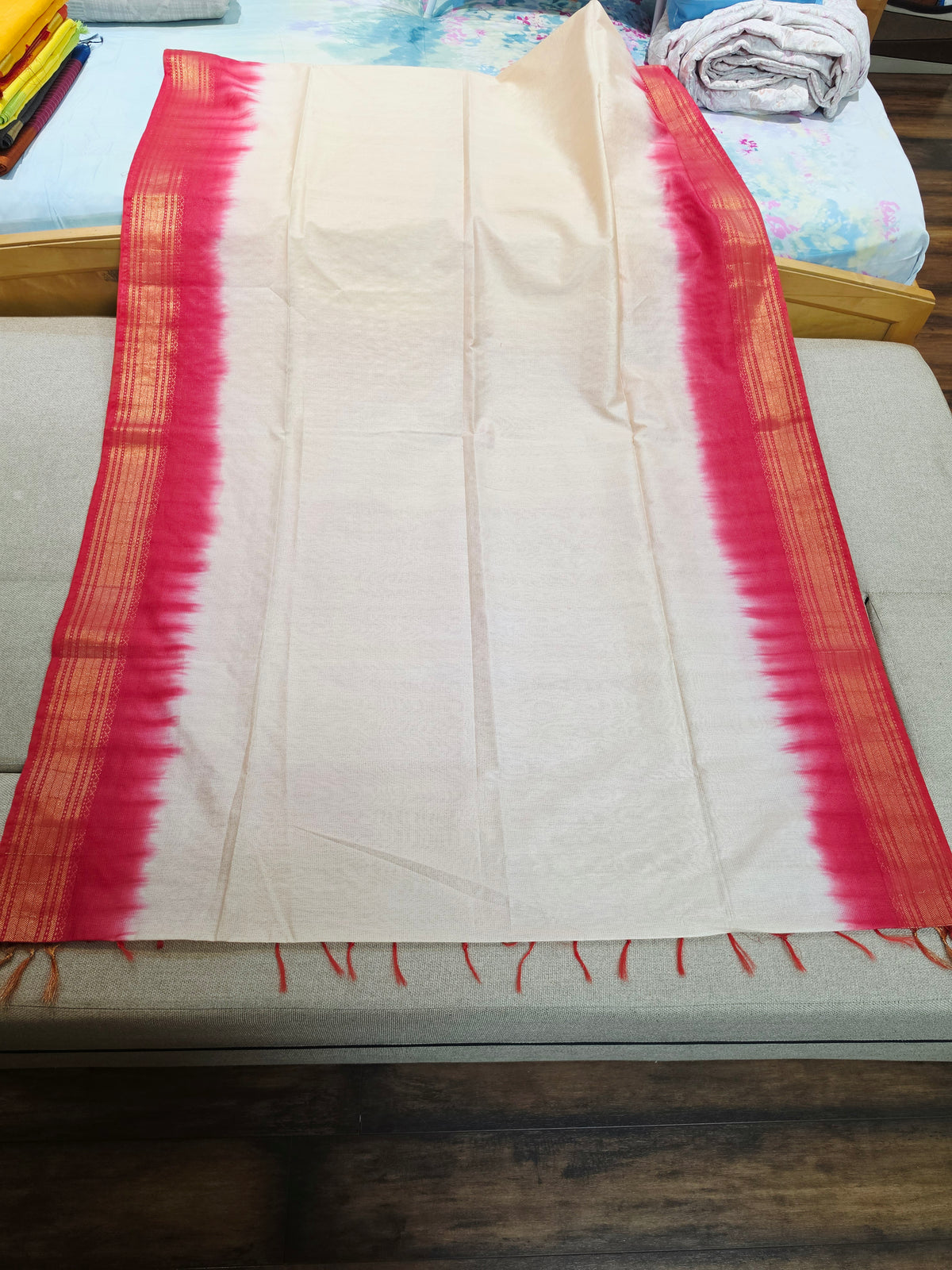 Off-White & Red Traditional Saree