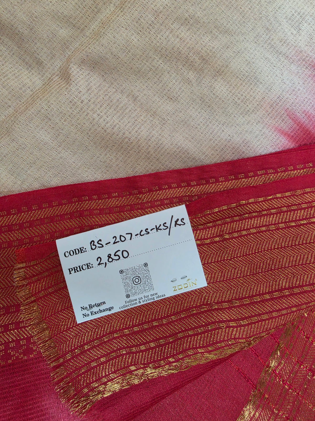 Off-White & Red Traditional Saree