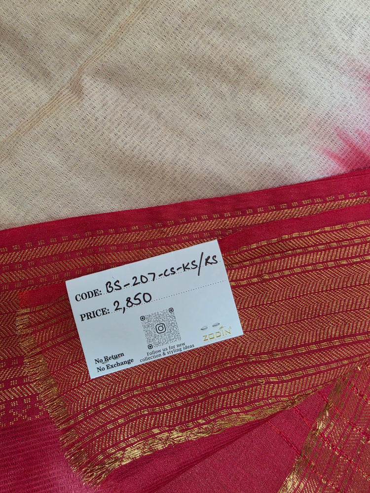 Off-White & Red Traditional Saree