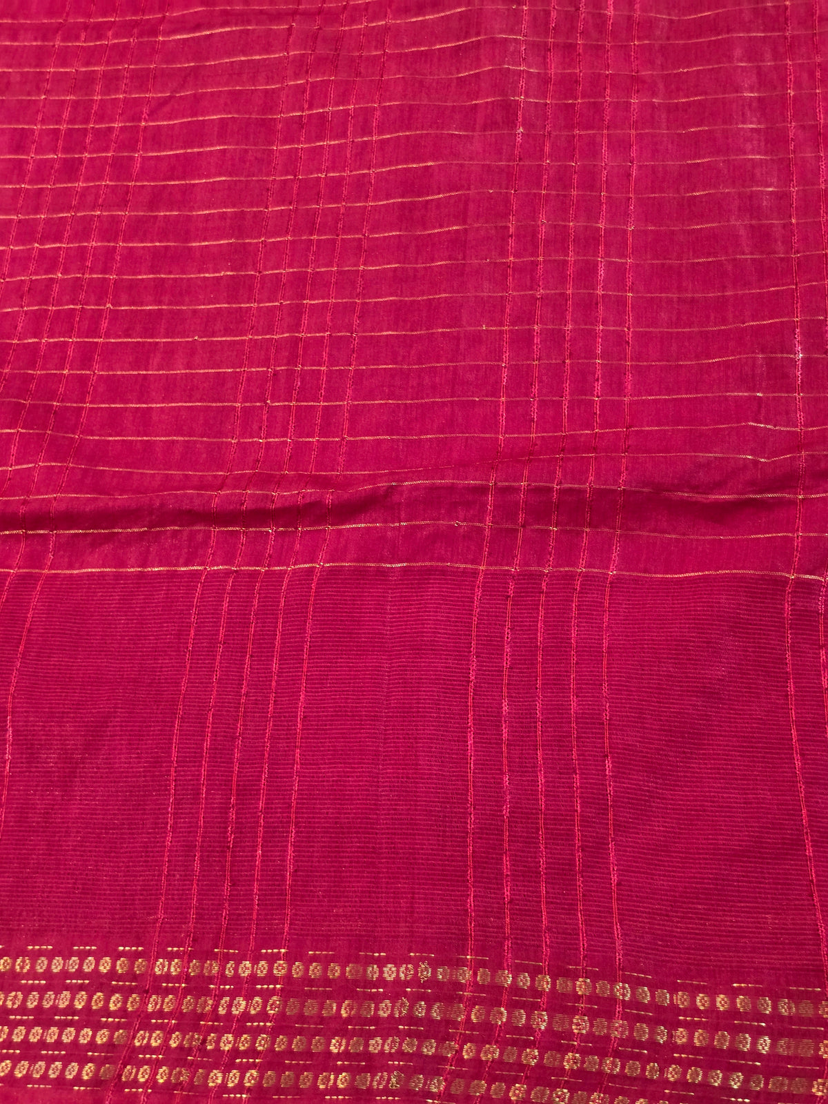 Yellow Checks Handloom Saree with Red Border