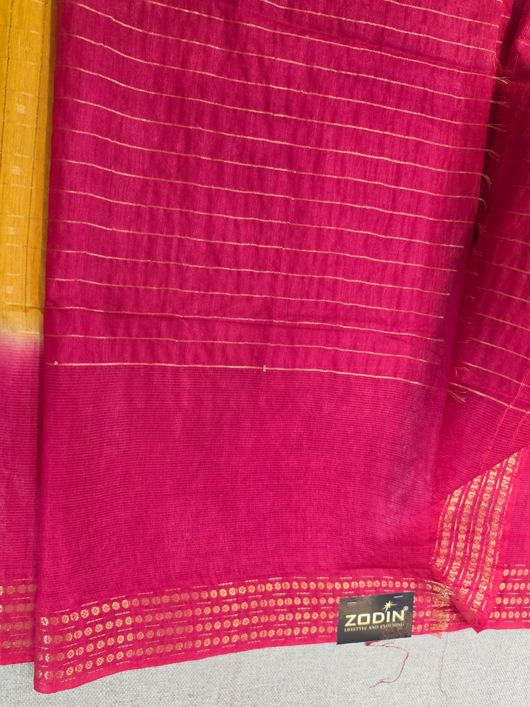 Yellow Checks Handloom Saree with Red Border