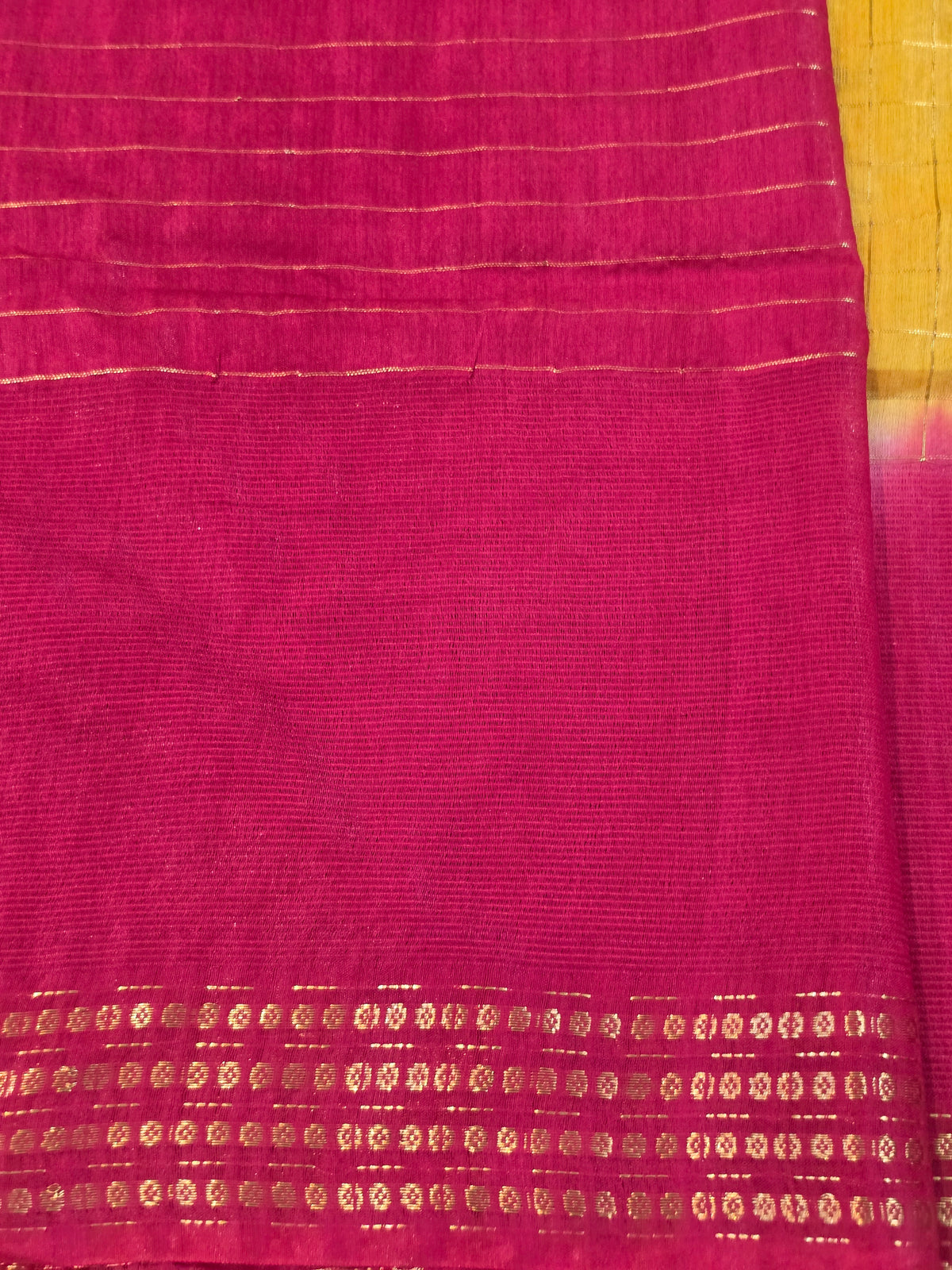 Yellow Checks Handloom Saree with Red Border