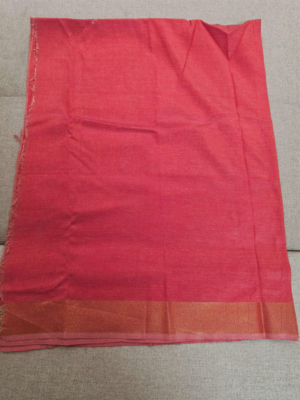 Mustard Yellow Plain Cotton Handloom Saree