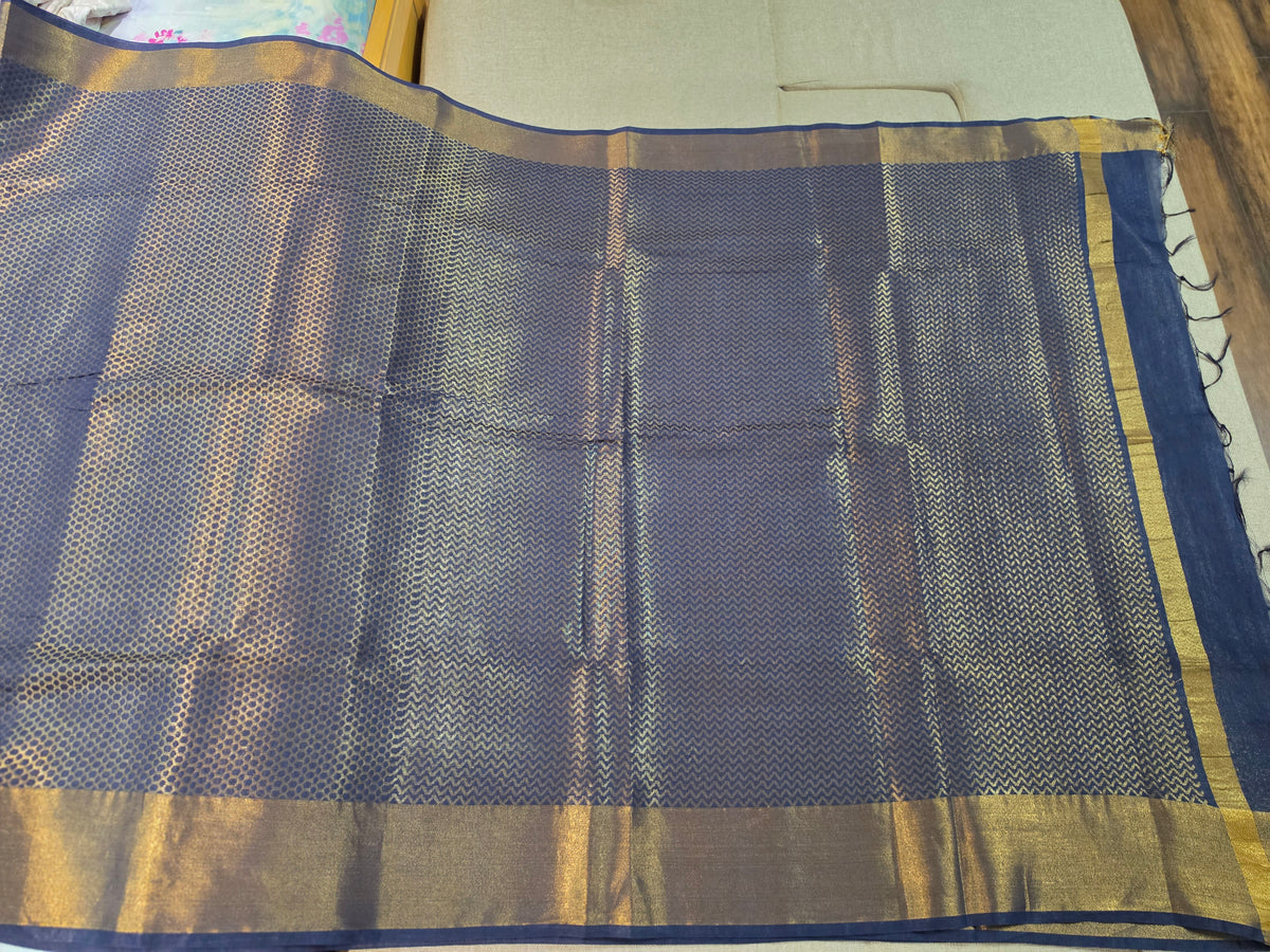 Navy Blue Handloom Saree
