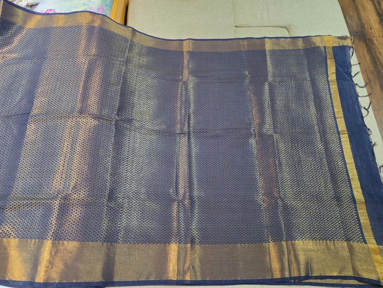 Navy Blue Handloom Saree