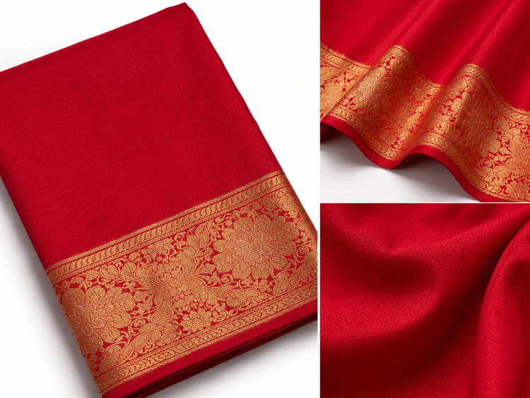 Red Pure Handloom Banarasi Katan Silk Saree