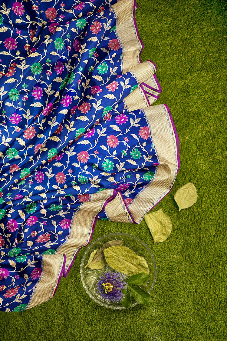 Blue Meenakari Banarasi Georgette Silk Saree