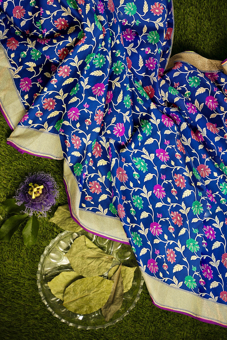 Blue Meenakari Banarasi Georgette Silk Saree