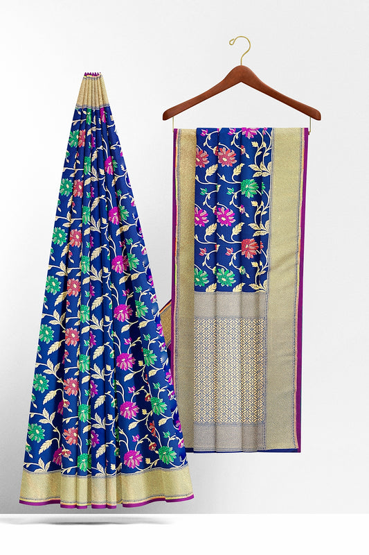 Blue Meenakari Banarasi Georgette Silk Saree
