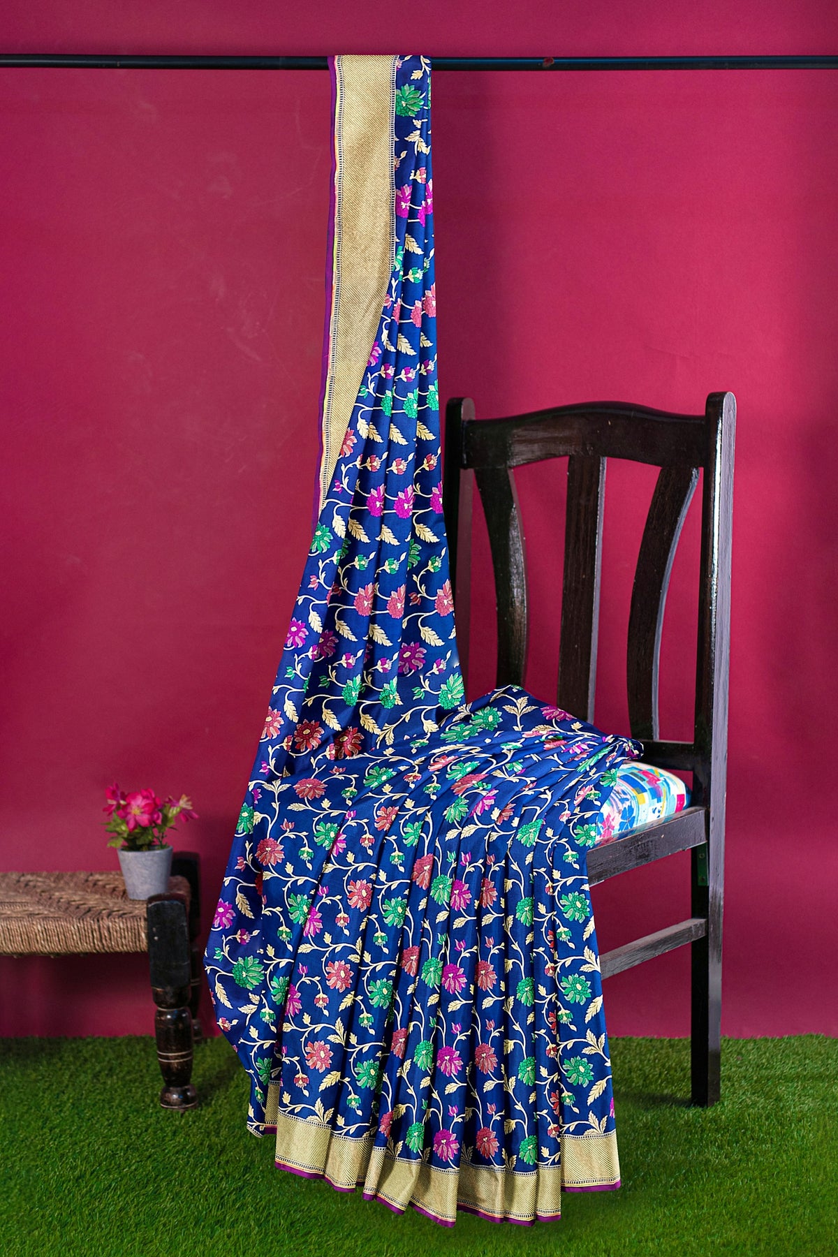Blue Meenakari Banarasi Georgette Silk Saree