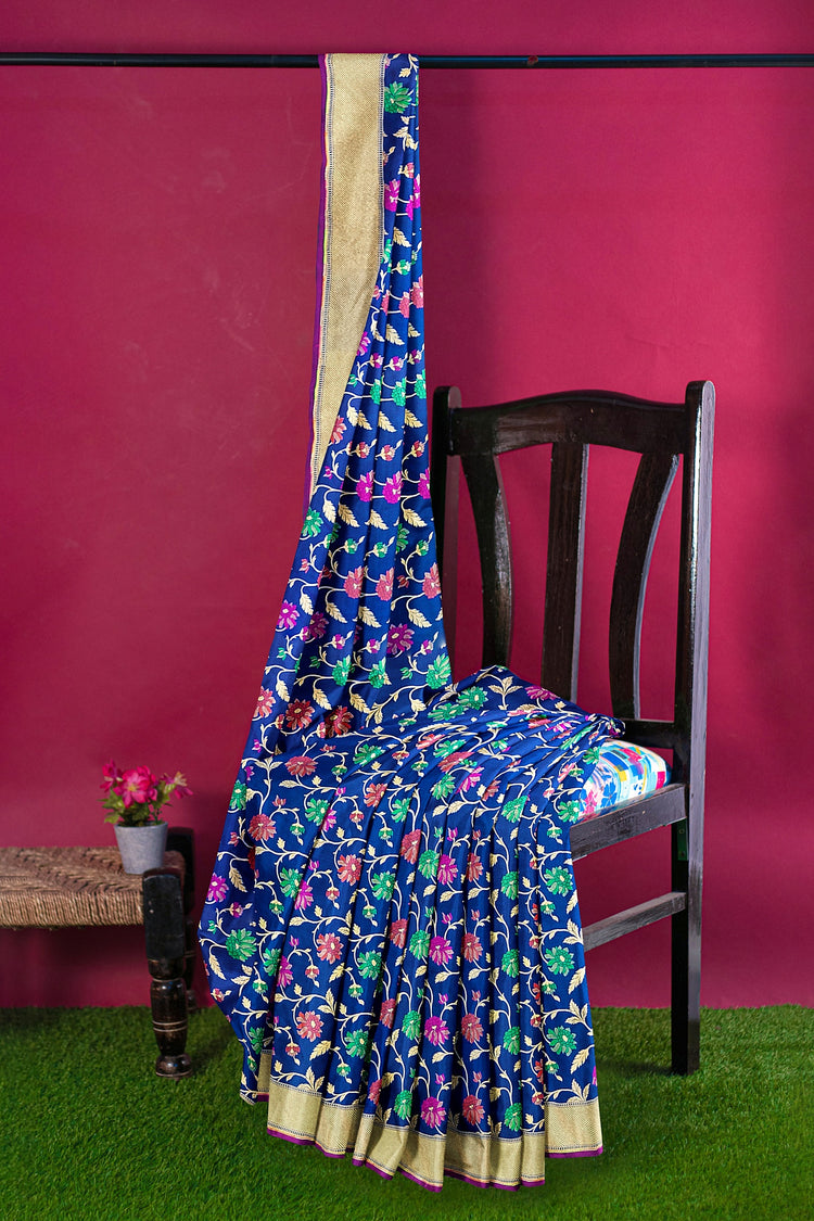 Blue Meenakari Banarasi Georgette Silk Saree
