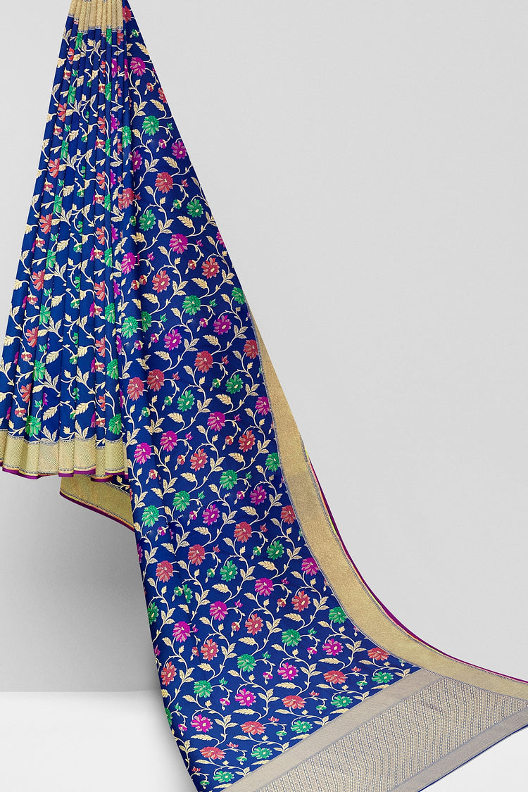 Blue Meenakari Banarasi Georgette Silk Saree