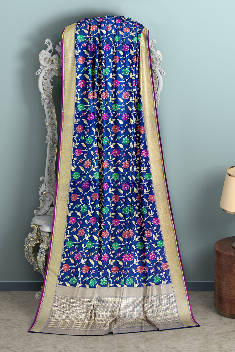 Blue Meenakari Banarasi Georgette Silk Saree