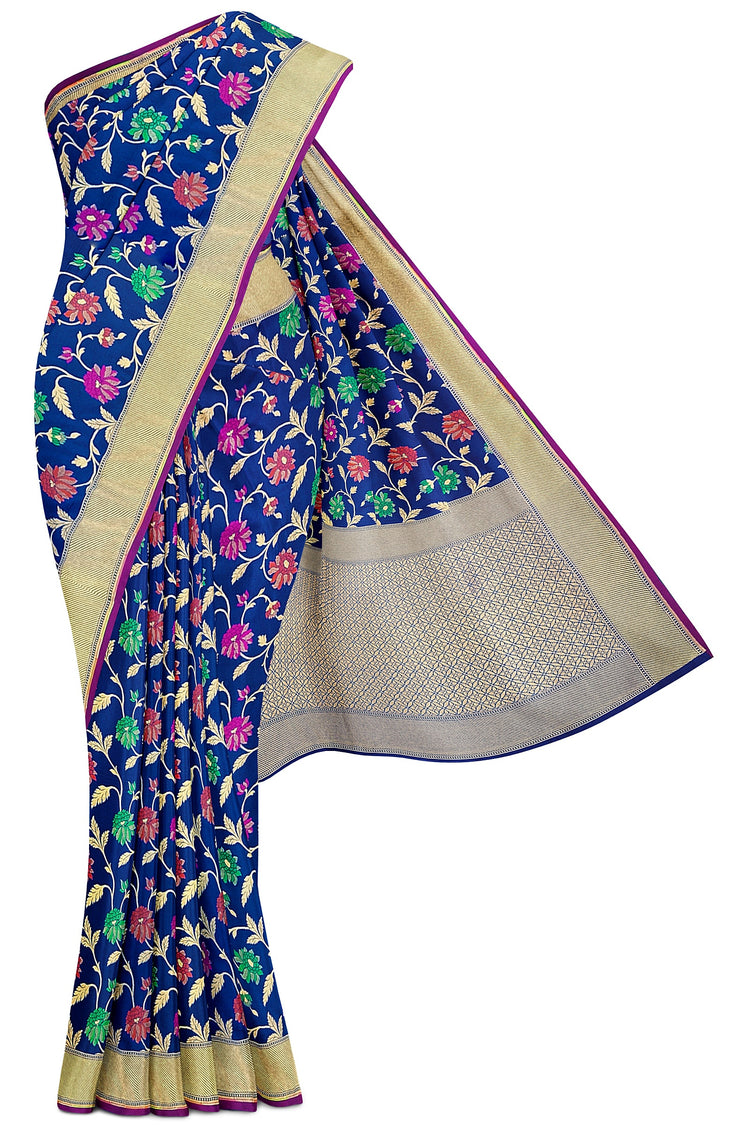 Blue Meenakari Banarasi Georgette Silk Saree