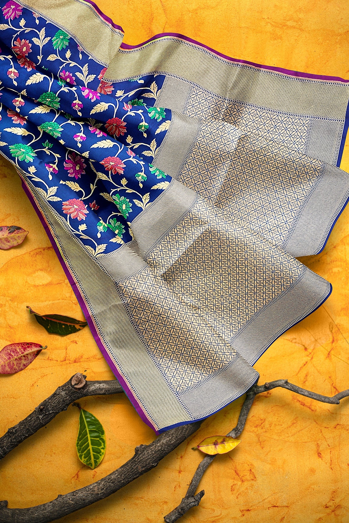 Blue Meenakari Banarasi Georgette Silk Saree