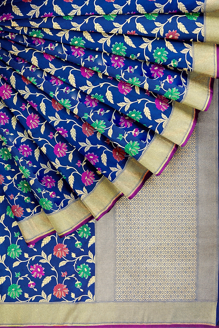 Blue Meenakari Banarasi Georgette Silk Saree