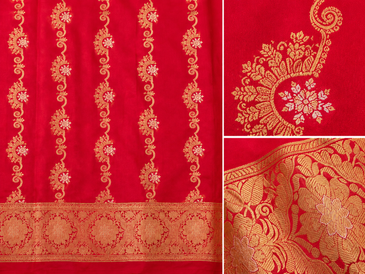 Red Pure Handloom Banarasi Katan Silk Saree