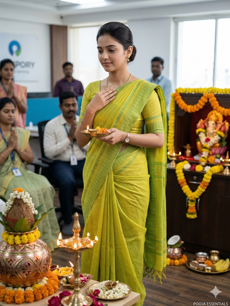 Kadhi Yellow Cotton Silk Saree