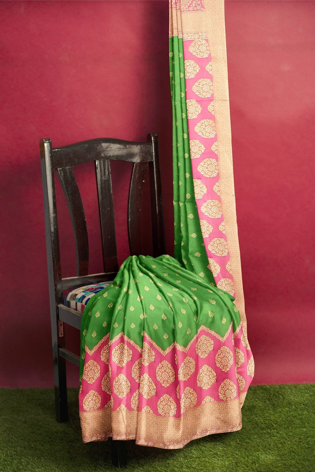 Green Pink Banarasi Silk Saree