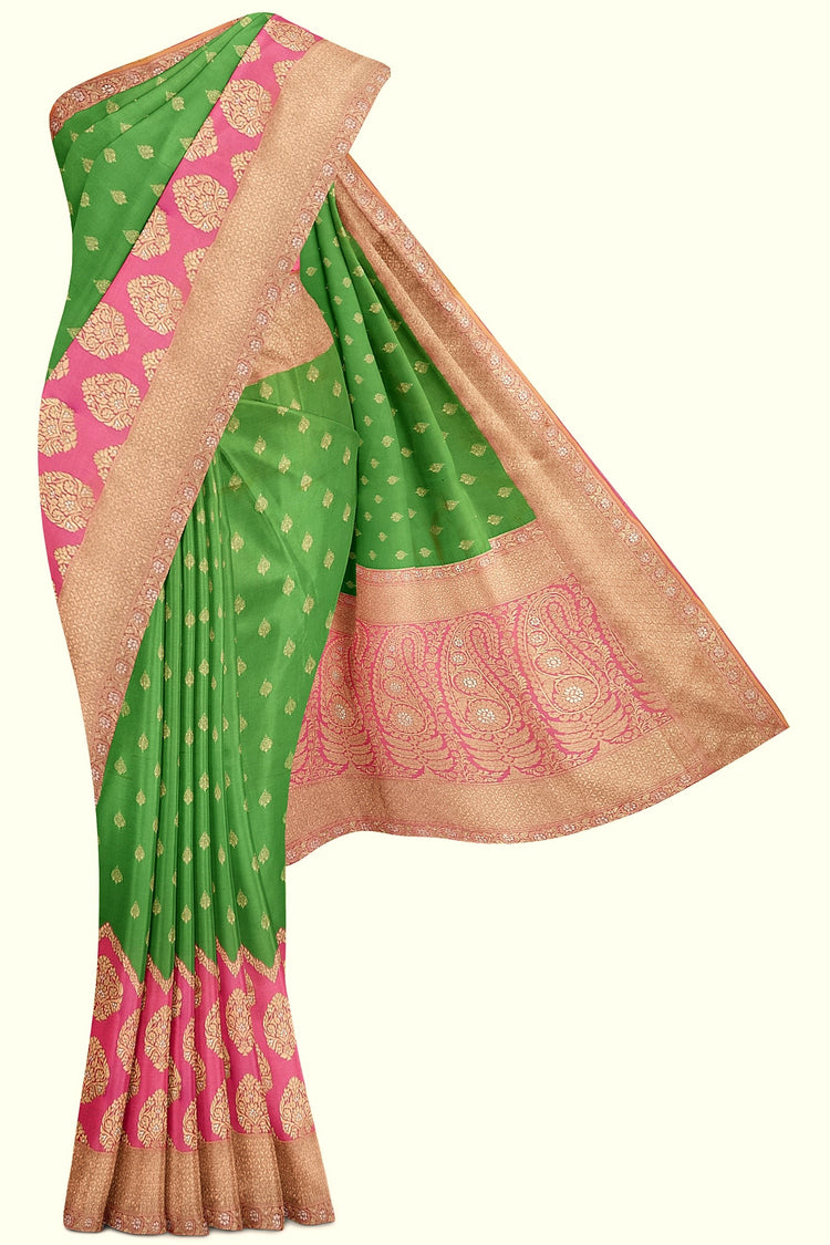 Green Pink Banarasi Silk Saree