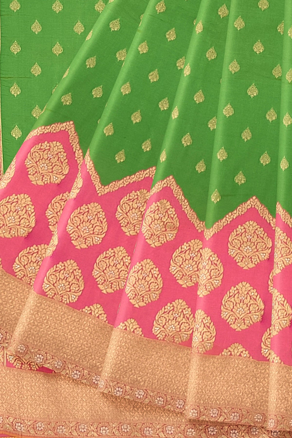 Green Pink Banarasi Silk Saree