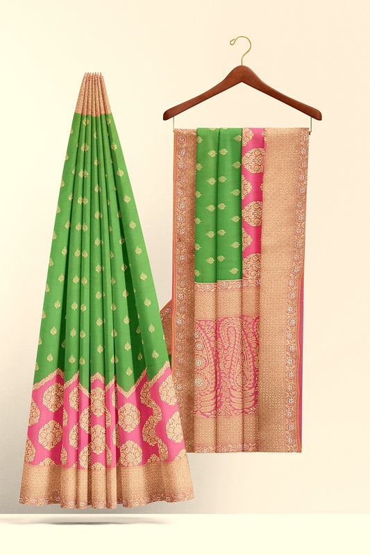 Green Pink Banarasi Silk Saree