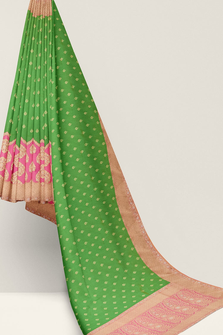 Green Pink Banarasi Silk Saree