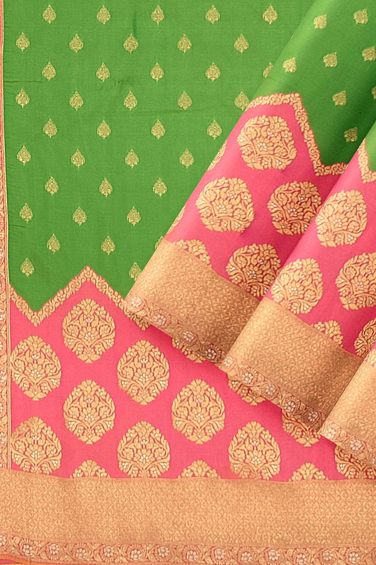 Green Pink Banarasi Silk Saree