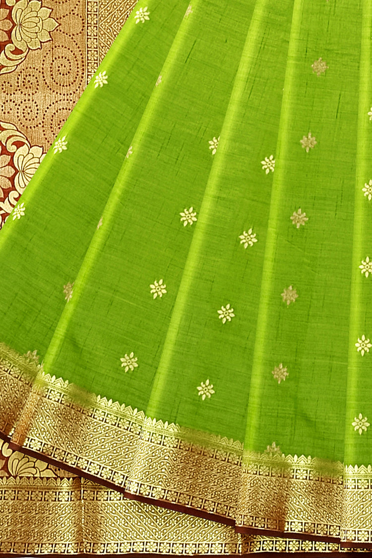 Green Chocolate Brown Silk Saree