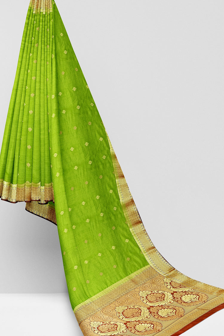 Green Chocolate Brown Silk Saree