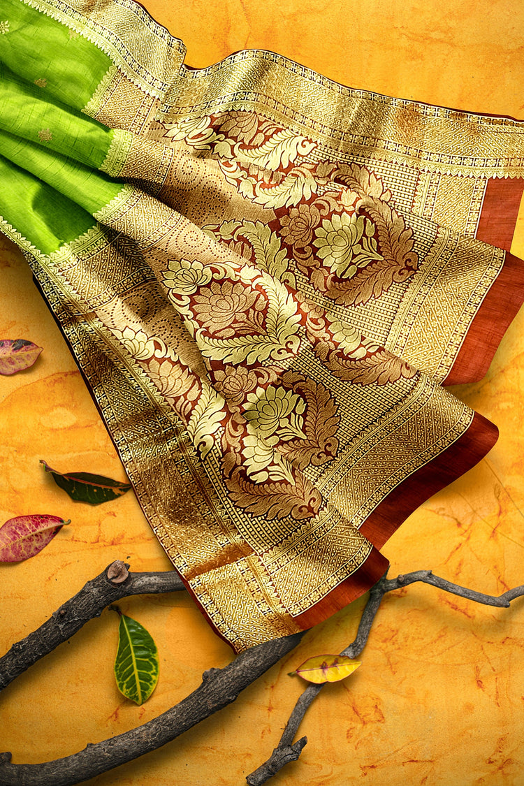 Green Chocolate Brown Silk Saree