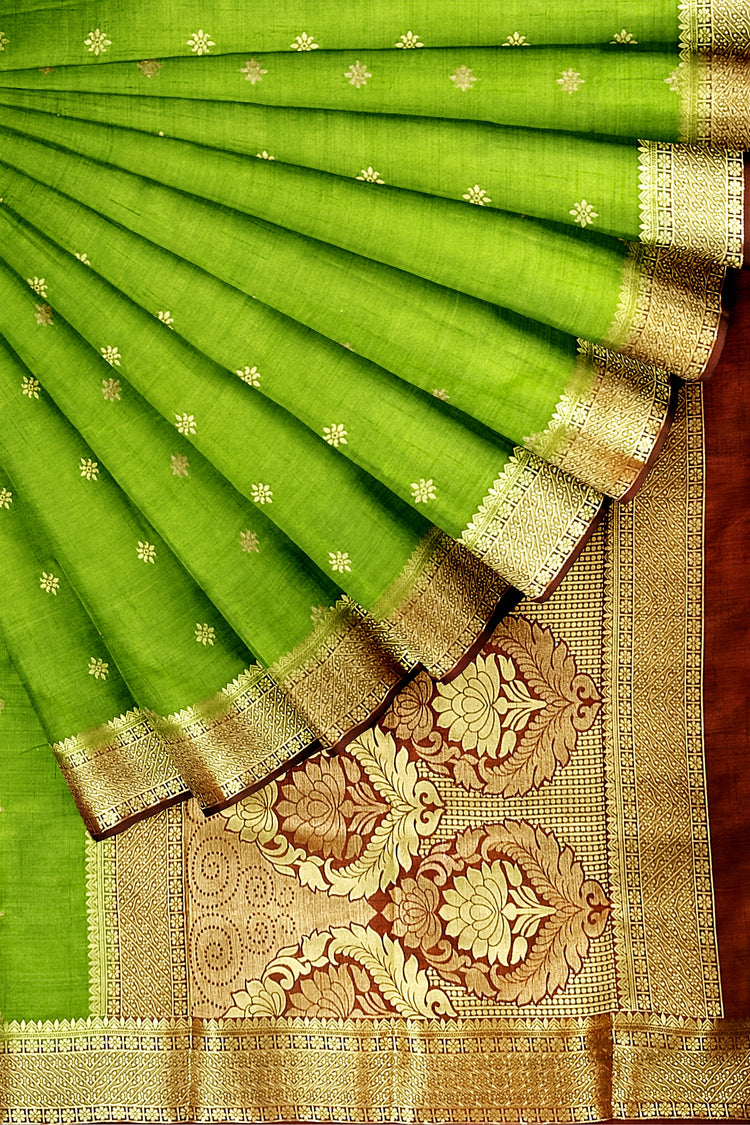 Green Chocolate Brown Silk Saree