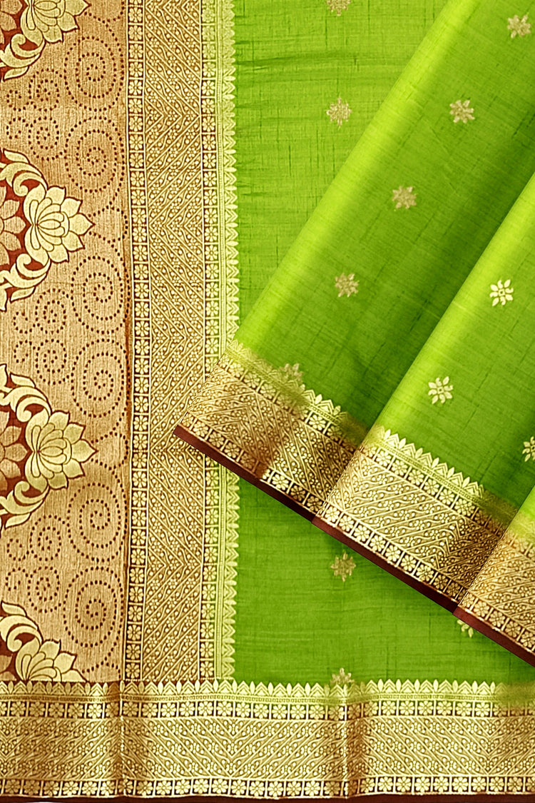 Green Chocolate Brown Silk Saree