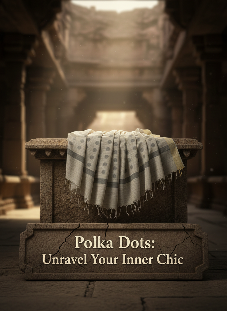 Grey Handloom Saree with Polka Dots