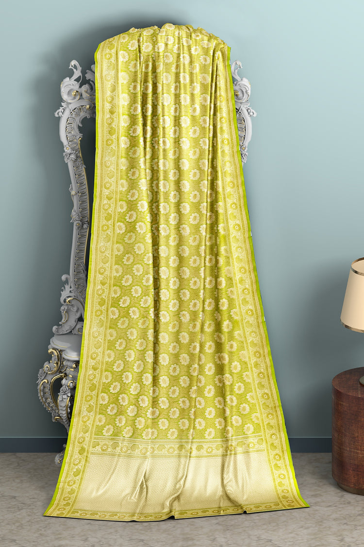 Light Ghiya Green Georgette Silk Saree