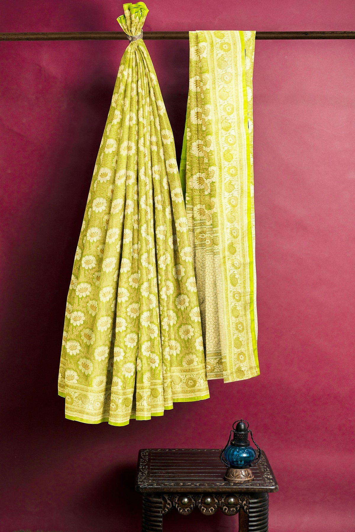 Light Ghiya Green Georgette Silk Saree