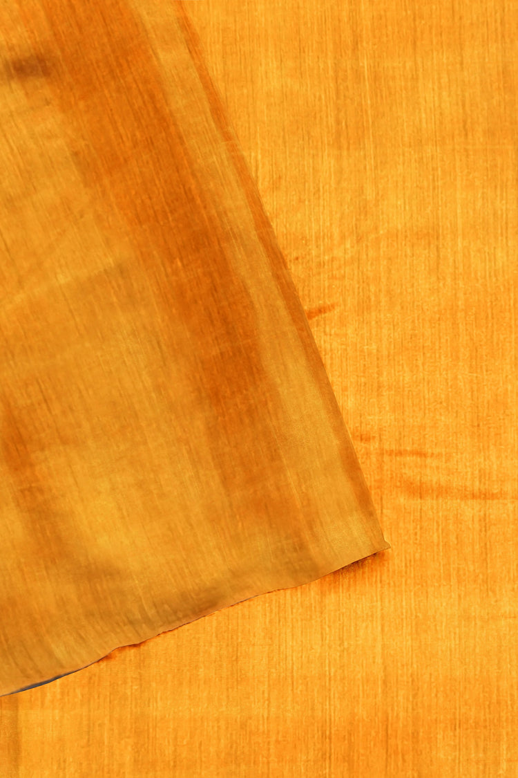 Mustard Brown Pure Tussar Saree