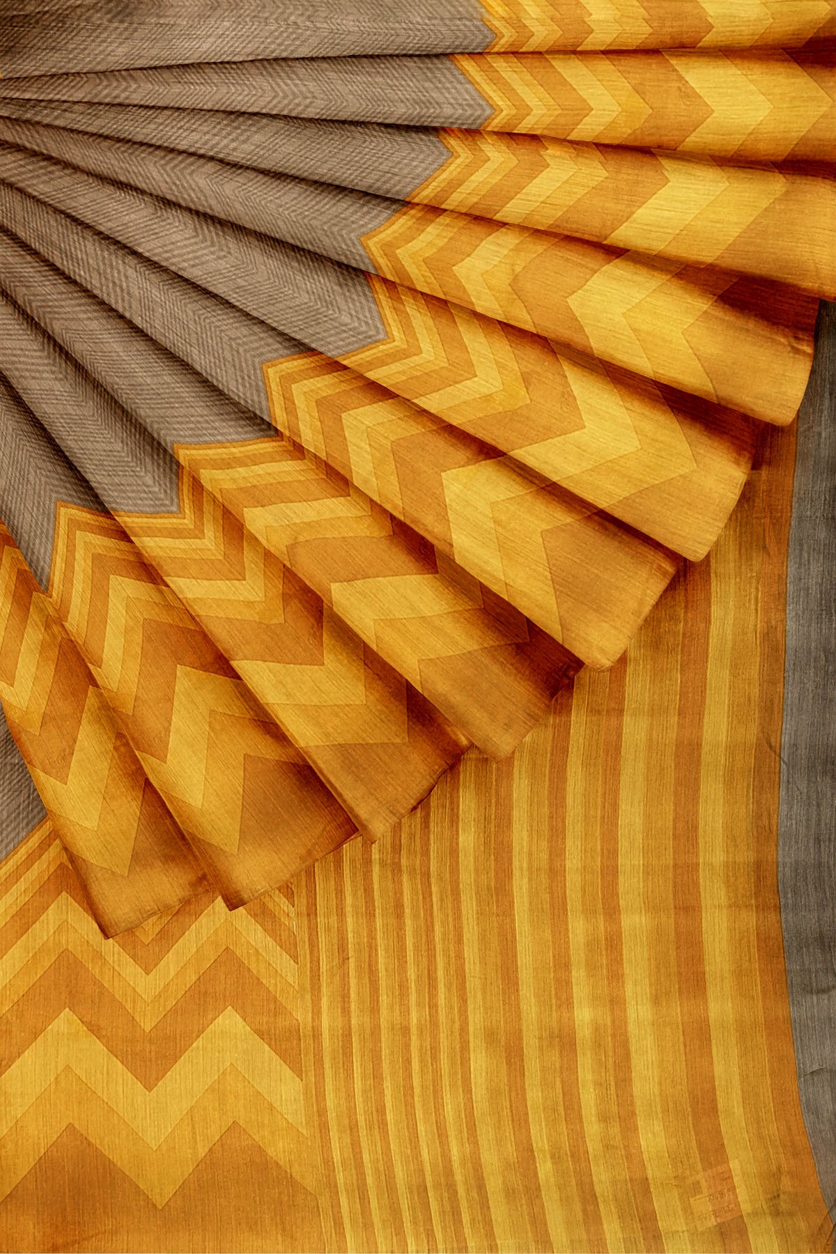 Mustard Brown Pure Tussar Saree