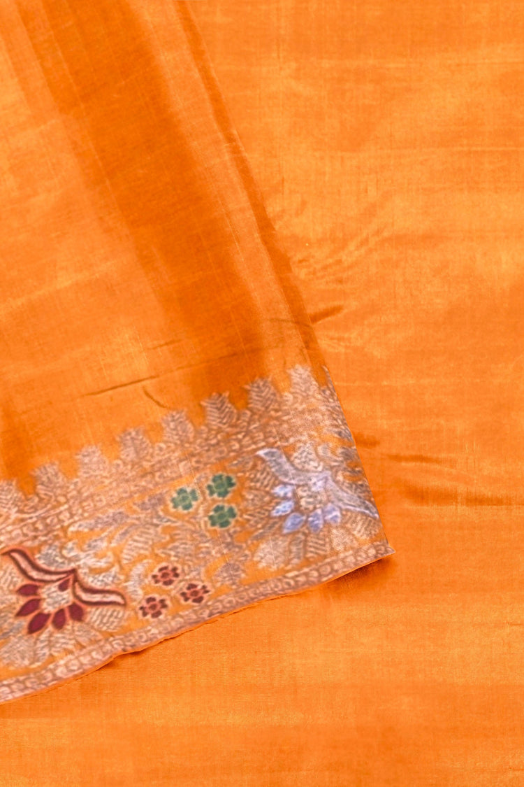 Orange Sona-Rupa Meenakari Banarasi Saree