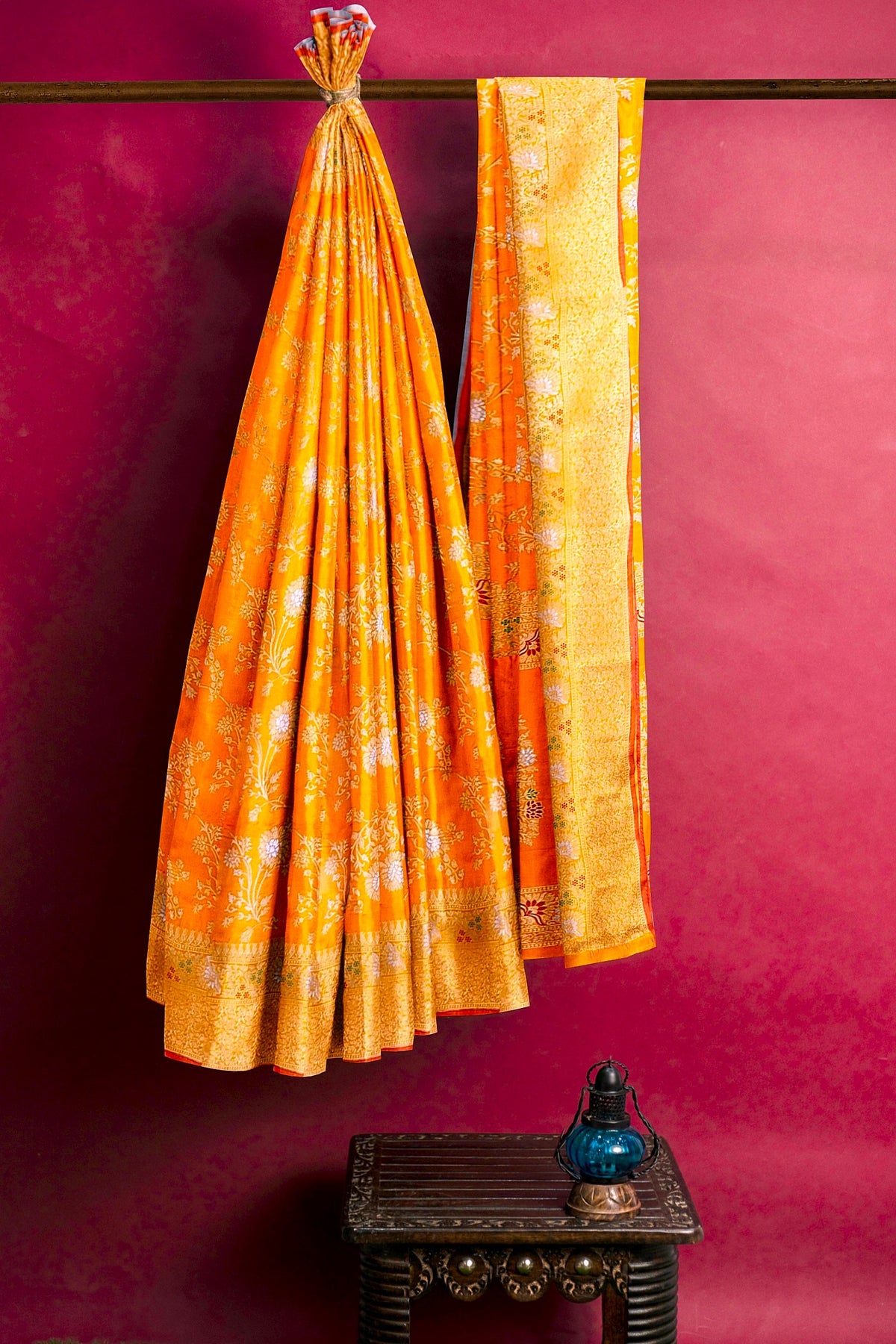 Orange Sona-Rupa Meenakari Banarasi Saree